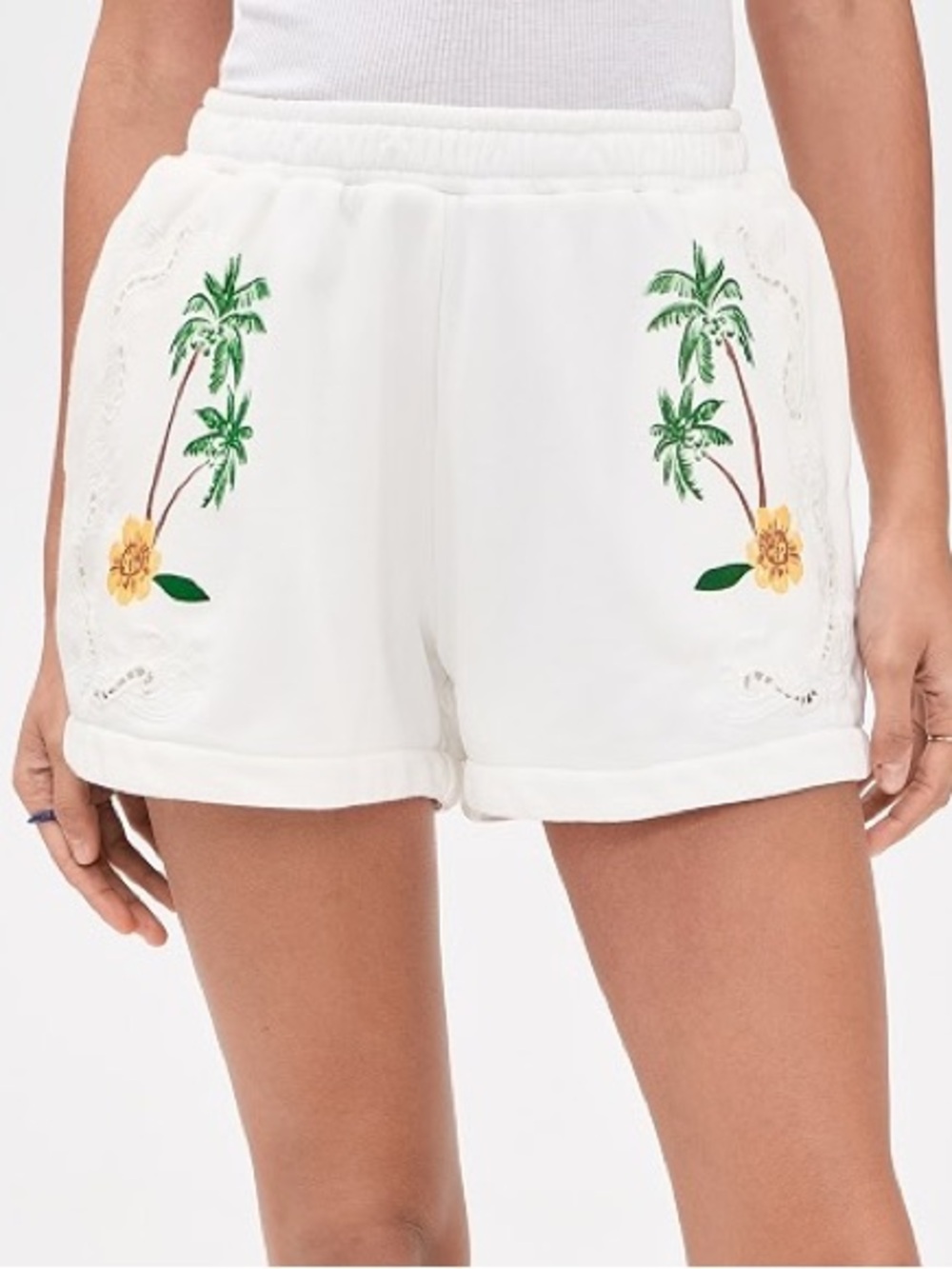 Free People Coconut Trees Come to Rio Eyelet Fleece Shorts